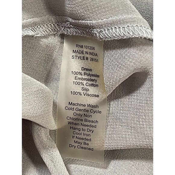 Soft Surroundings Gray Ibiza Georgette Embroidered Shift Dress SIZE-SMALL - Picture 7 of 13